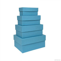 Набор коробок Прямоугольник 4 шт. 15*11*7 см. Голубой  Пин06Гол